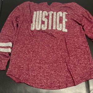 Magenta colored Justice hoodie